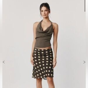 WITHJEAN CASPER TOP & PENNY SKIRT IN YELLOW DOT, SIZE SMALL